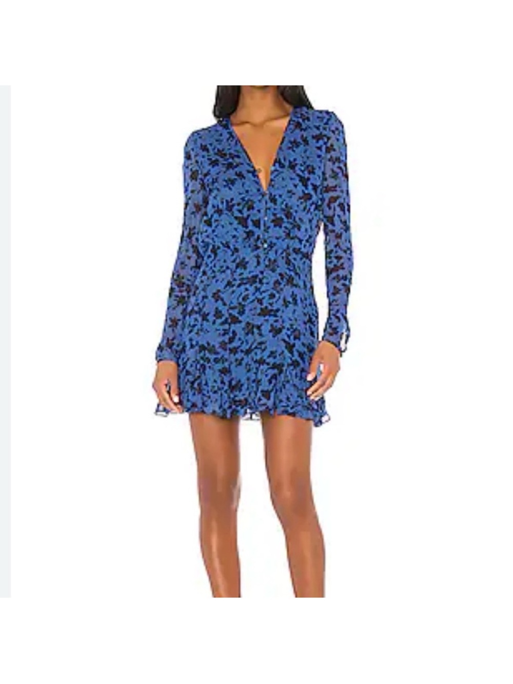 Karina Grimaldi Floral Mini Dress Date Vacation Long Sleeve Button Front XS